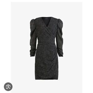 Astr Black Long Sleeve Dress with Subtle Pattern